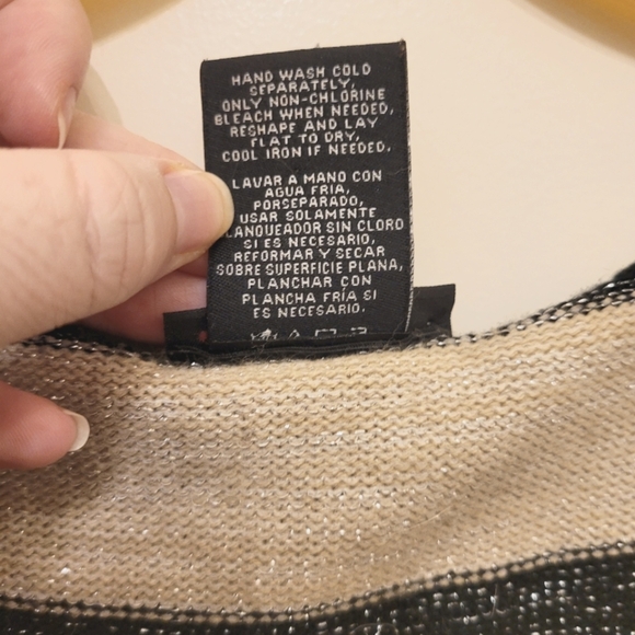 Metaphor Sparkle Black Tan Striped Long Sleeve Sweater Size Small - Picture 8 of 9